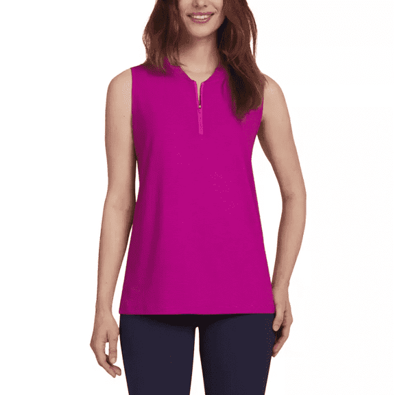 Lands' End Women's 1/4 Zip Tank Top Pink Small
