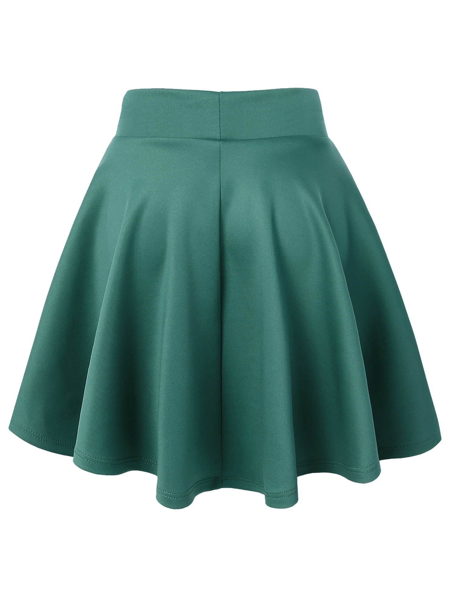 Women's Stretchy Flare Skater Skirt – High Waist, Elastic Band, Versatile Mini/Midi Style – Jade Color