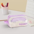 thumbnail image 2 of Purple Large Capacity Multi Layer Pencil Case For Students Office With Color Block Design Fabric Storage Bag 8.3X6.7X2.7 Inch Purple, 2 of 7