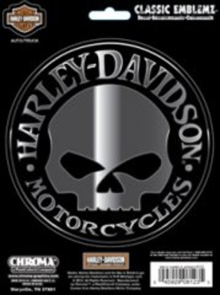 MADE IN THE USA MOTORCYCLE HARLEY DAVIDSON REAR WINDOW WILLIE G SKULL DECAL 