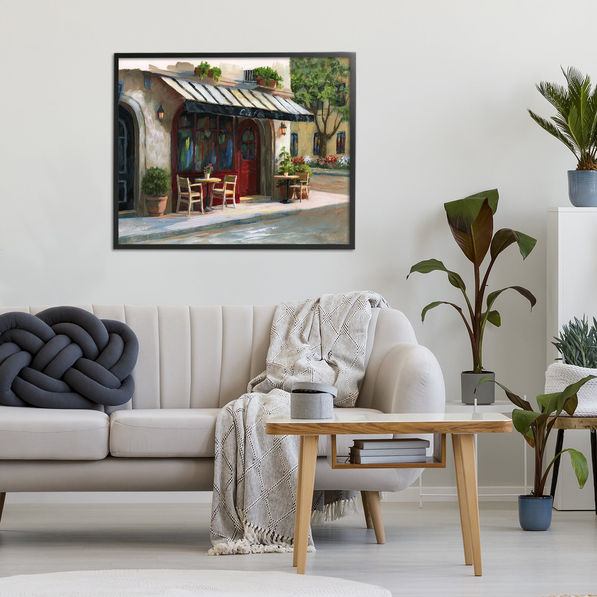 Stupell Industries Charming Sidewalk Cafe Tables Black Framed Giclee Art, design by Nan