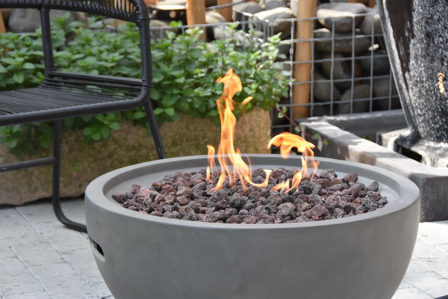 Modeno Nantucket Fire Bowl, Glass-Fiber Reinforced Concrete, Natural Gas - Light Gray