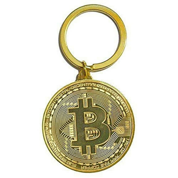 Art Attack Bitcoin Crypto Keychain (Goldtone)