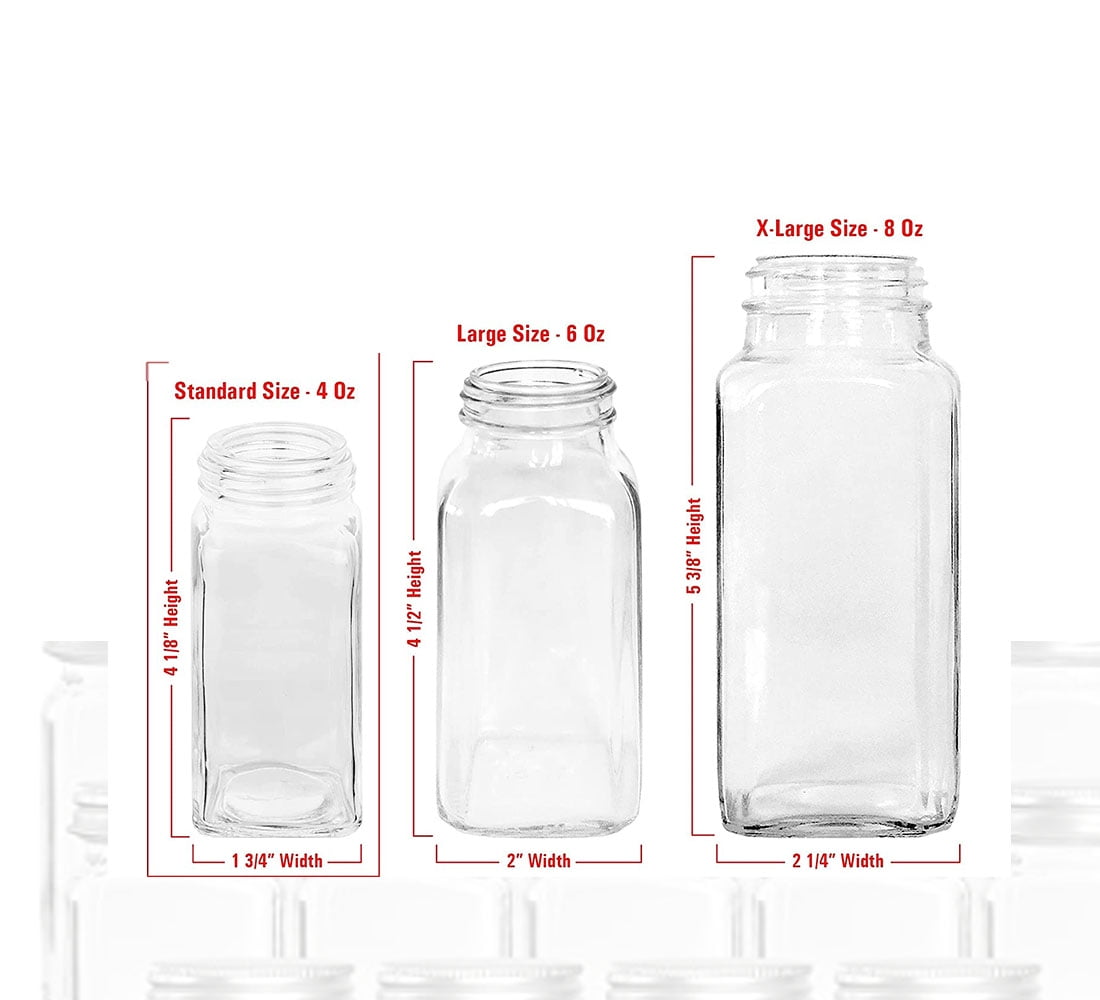 Impresa Large 4oz Magnetic Spice Jars - Glass [15 Pack] 