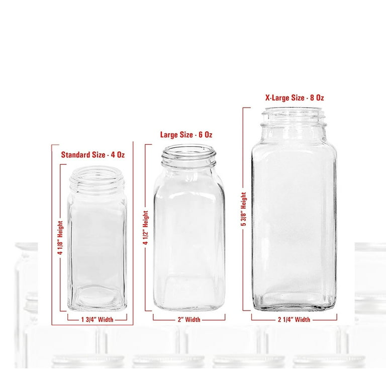 10 Pcs Glass Spice Jars 8oz Clear Empty Square Food Storage