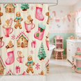 thumbnail image 2 of Manfei Snowflake Waterproof Shower Curtain 72Wx84L Snow Bathroom Waterproof Shower Curtain, Brown Cream, 2 of 5