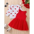 thumbnail image 4 of Valentine's Day Toddler Baby Girl Outfit Skirt Set Letter Print Long Sleeve Sweatshirt Tops Tulle Tutu Skirt Clothes (Red Vest, 6-12 Months), 4 of 8