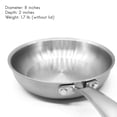 thumbnail image 6 of Fortune Candy 8-Inch Fry Pan with Lid, 3-ply Skillet, 18/8 Stainless Steel, Dishwasher Safe, Induction Ready, Silver (Mirror Finish), 6 of 10