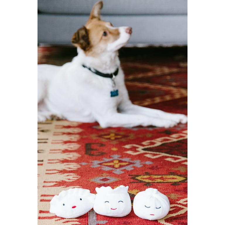 Pearhead Dim Sum Plush Dog Toys With Squeakers, Set of 3 Pearhead Dim Sum Plush Dog Toys With Squeakers, Set of 3