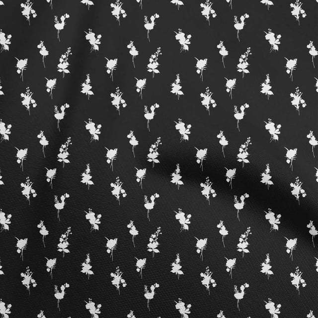 oneOone Rayon Black Fabric Floral Craft Projects Decor Fabric Printed By The Yard 56 Inch Wide