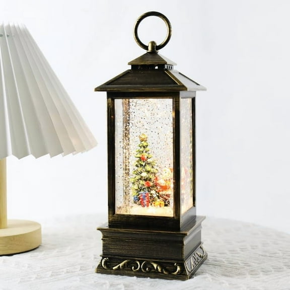 Musical Christmas Snow Globe,10 inch USB Powered and Battery Operated Christmas Lantern for Kids,Christmas Snow Lantern with Glitter,Christmas Home Decoration Gift (Christmas Tree)