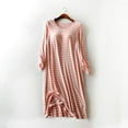 thumbnail image 2 of hotojiny Women Striped Nightgown Long Sleeve Soft Comfy Sleepwear Crew Neck Loose Loungewear with Built in Bra, 2 of 5