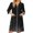 Black(Vintage Floral Print), variant on Zipper Women's Robes Lightweight Soft Summer Bathrobes for Women Zipper Front 3/4 Length Sleeve Knee Length Western Ethnic Style Plus Size Bathrobe Nightgown with Pockets Navy M