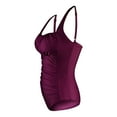 thumbnail image 4 of Hontri Slimming Swimsuits for Women Clearance! Women's Solid Color Pleated Suspender Fashionable Swimsuit Purple S, 4 of 9