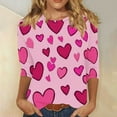 thumbnail image 6 of Enjoytime 3/4 Length Sleeve Womens Tops Valentines Hearts Printed Round Neck Trendy Shirts Fashion Casual Plus Size Women Blouses Pink XXXXXL, 6 of 6
