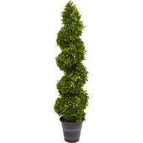 Nearly Natural Green Boxwood Spiral Artificial Topiary with Planter, Indoor/Outdoor