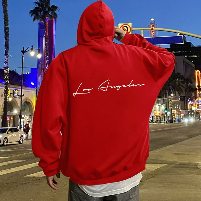 MHFRRA Sudadera con Capucha y Estampado de Letras para Uso Informal y Comodidad Diaria Rojo