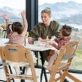 thumbnail image 5 of Cowiewie Wooden High Chair with 3 Tray, Toddler Feeding High Chair, 8 Height Adjustments, with Gray Cushion and Harness, 5 of 9
