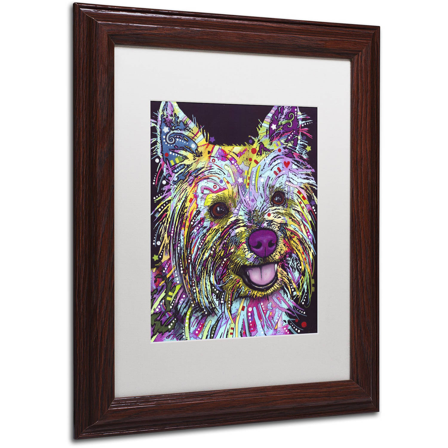 Trademark Fine Art "Yorkie II" Canvas Art by Dean Russo, White Matte, Wood Frame