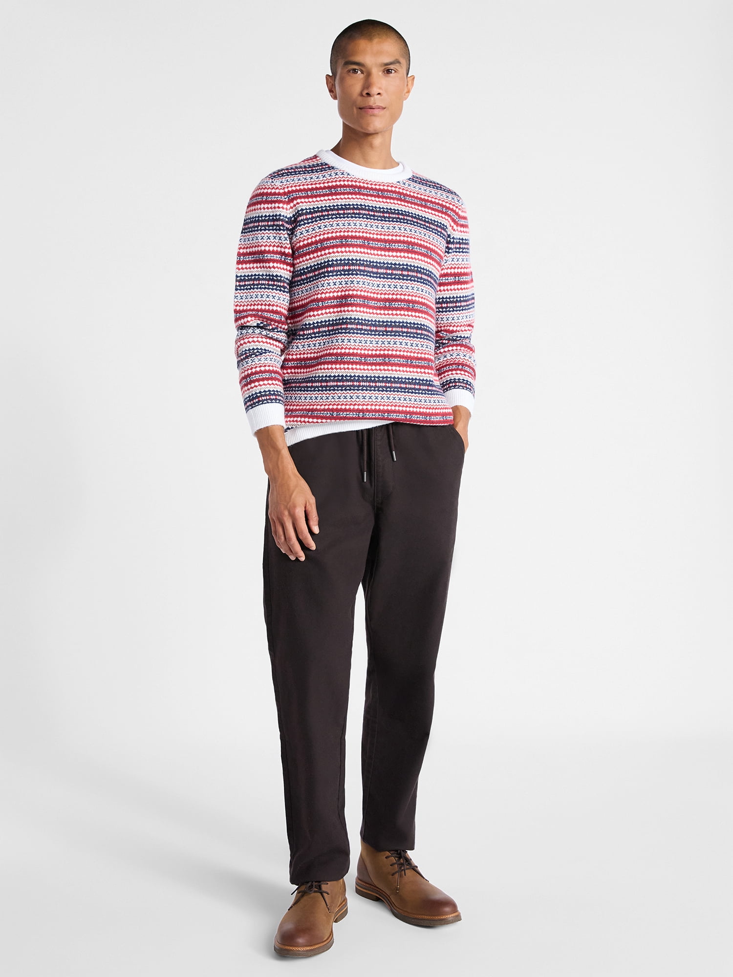 Free Assembly Men's Fair Isle Sweater with Long Sleeves, Size XS-3XL