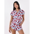 thumbnail image 3 of Disney Stitch Women's Valentine's Day Notch Collar Top and Shorts, 2 Piece Pajama Set, Sizes XS-3X, 3 of 4