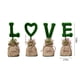 thumbnail image 3 of Creative Letter Simulation Pots Set, 4-Piece Home Office Bonsai Plant Decor, Window Sill Desktop Accessories, for Dorm Room, Metal Rolling Cart Design, Wooden Base, Portable Storage, 3 of 8