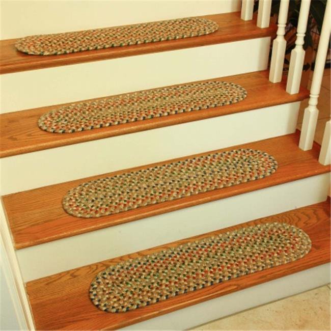 Rhody Rug KA53A008X02813 Katie Multi Braided Stair Tread, Camel Set