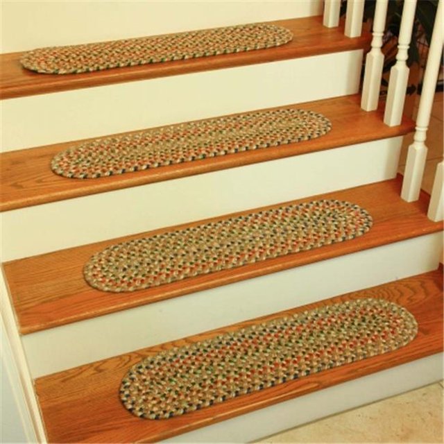 Rhody Rug KA53A008X028-13 Katie Multi Braided Stair Tread, Camel - Set Of 13