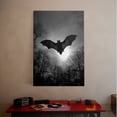 thumbnail image 2 of 1pc Black - and - White Silhouette of a Bat Flying Against a Moonlit Sky with Bare Trees Framed Decor room hanging Wall Picture Decor for Home Gifts, living room, bathroom, bedroom, kitchen wall art, 2 of 6
