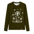 thumbnail image 4 of hxobax Long Sleeve T Shirts for Womens Dandelion Print Tunic Tops Fall Cute Crewneck Pullover Tshirt, 4 of 5