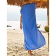 thumbnail image 3 of Traje de baño de bikini de manga corta con bordado para mujer, vestido de playa con abertura lateral, 3 of 6