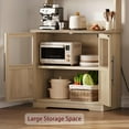 thumbnail image 7 of Huisuilinss Microwave Stand Bakers Rack With Cabinet,Wood Bakers Rack Cabinet With Power Outlet,2 Glass Doors,Thickened Counter,Microwave Oven Stand,Kitchen Utility Storage Shelf, 7 of 7