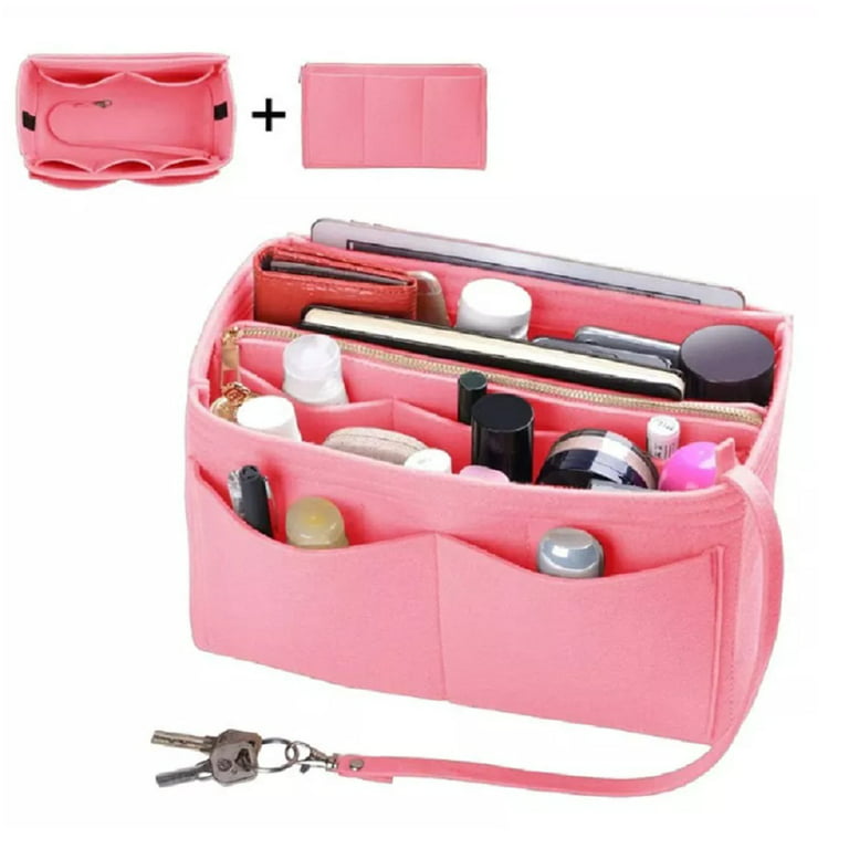 Purse Organizer Insert with Zipper Felt Bag Organizer Handbag Organizer  Insert Bag In Bag Organizer with Key Chain for Tote Fits LV Speedy Neverfull  Longchamp 12.60X5.90X6.70 Inches 