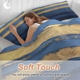 thumbnail image 5 of Blue Gold Wave Bedding 3 Piece Duvet Cover Set Twin Size, Summer Coastal Ocean Stripe Soft Microfiber Comforter Cover with Zipper Closure & Pillowcases, Wrinkle & FadeResistant Quilt Cover, 5 of 9