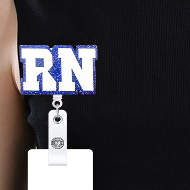 2pcs Retractable Badge Reel Glitter Badge Holder Name Badge Clip for Nurses  Doctors Staff 