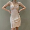 thumbnail image 5 of Women Dresses Dresses Sling Sexy Solid Sleeveless Fashion Dresses Beige Trendy Skirt Size L, 5 of 9