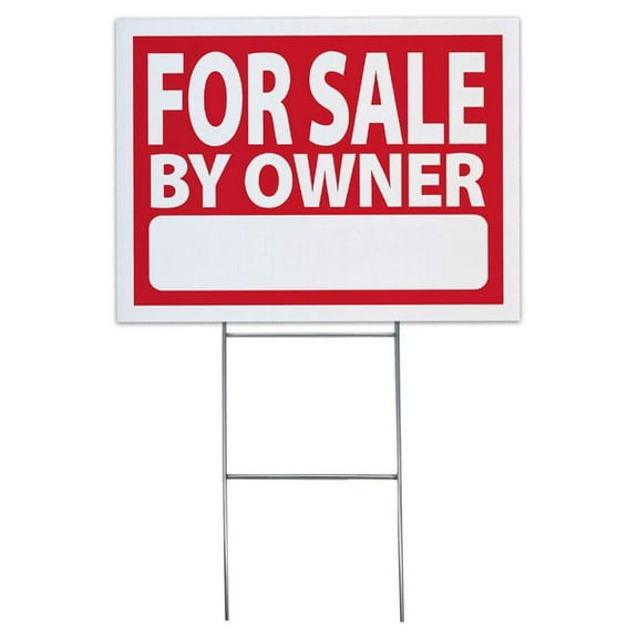 for Sale by Owner Sign Kit (Includes Stake) Durable Coroplast UV Colorfast 18x24 Real Estate Supplies, Made in The USA Unconditional Guarantee
