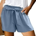 thumbnail image 2 of Daznico Women's Summer Shorts with Pockets - Bowknot Tie Waist Casual Shorts for Outdoor & Travel, Lightweight Design,for Size M, 2 of 5