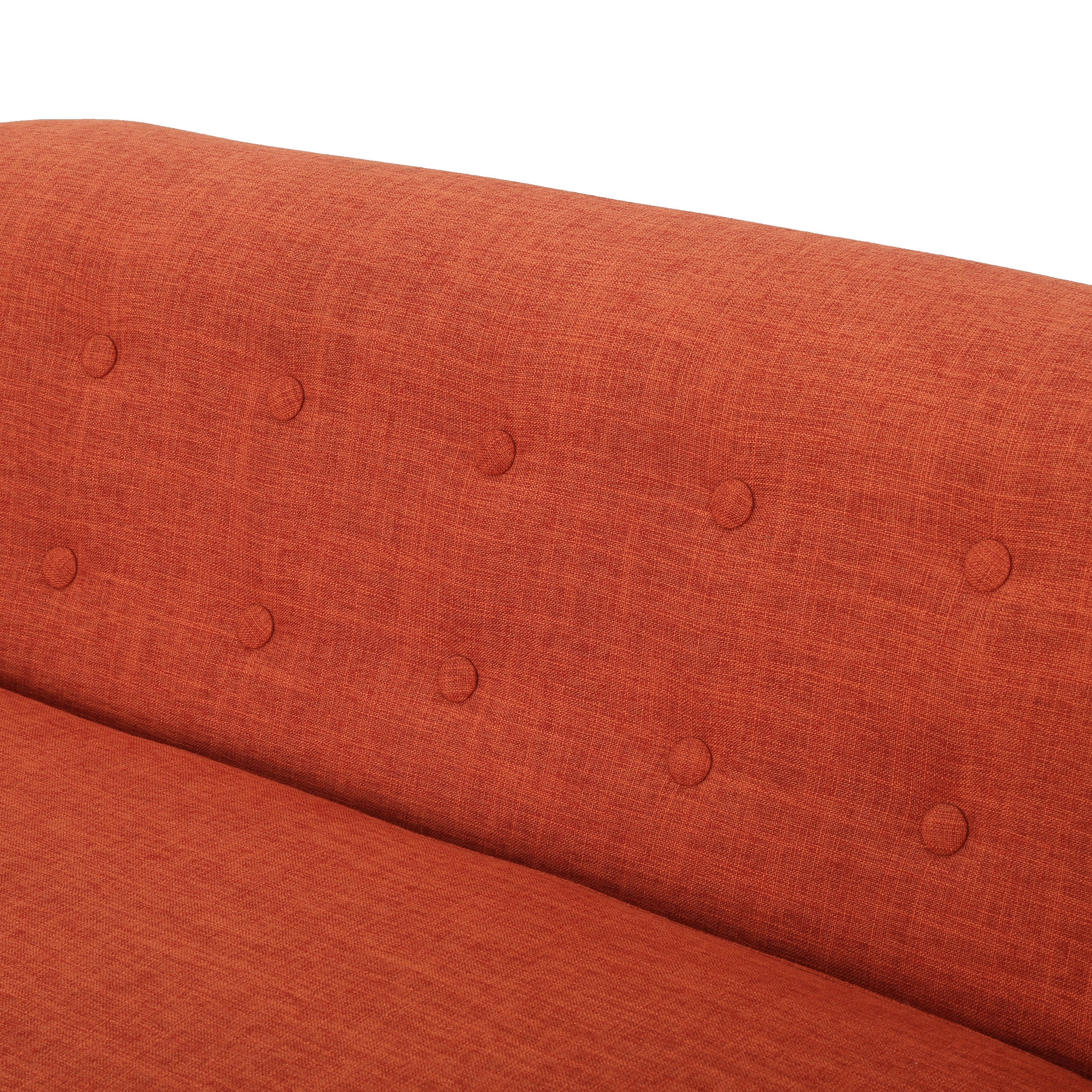 Noble House Bianca Fabric Mid Century Modern Loveseat,Muted Orange