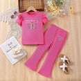 thumbnail image 2 of Gubotare Girls 2 Piece Set Girls Clothes Stretch Top and Wide Leg Pants Clothes for Teen Girls Size 6-7 (Hot Pink,6-7 Years), 2 of 7