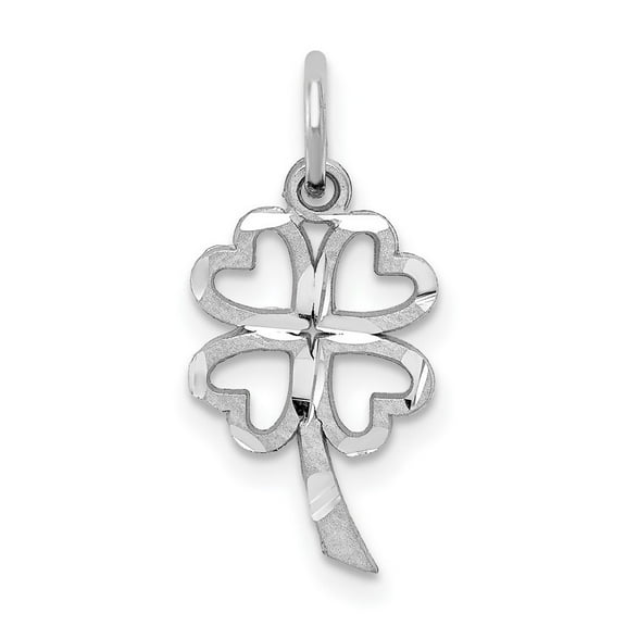 10k White Gold Satin Solid Open 4 Leaf Clover Charm Pendant Necklace Measures 20x10mm Wide - Bead Charm for Women