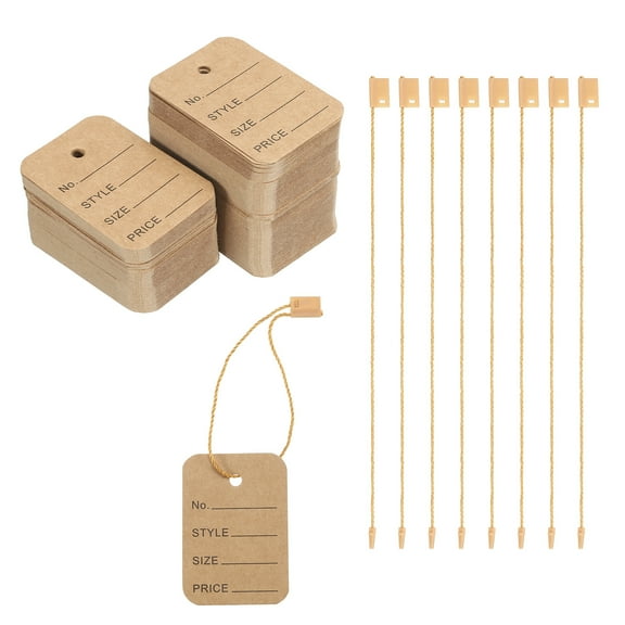 Price Tags and Hang Tag String Clothing Tag, 2"x1.4" Brown String Tags for Clothes, Retail Store 150 Set