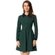 thumbnail image 1 of Disfraz de navidad Vestido corto acampanado de manga larga con media tapeta en contraste y cuello Peter Pan vintage para mujer Verde oscuro XL, 1 of 2