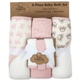 thumbnail image 2 of Baby Essentials 6 Piece Hooded Bath Towel Washcloth Set for Infant, Newborns, Toddlers 3 – 24 Months for Bath Time, Showers, Lounge, Beach, Pool in Pink Bows & Teddy Bears, 2 of 6