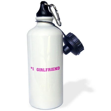 3dRose #1 Girlfriend - Number One Best girlfriend - Romantic couple gifts dating anniversary Valentines day, Sports Water Bottle,