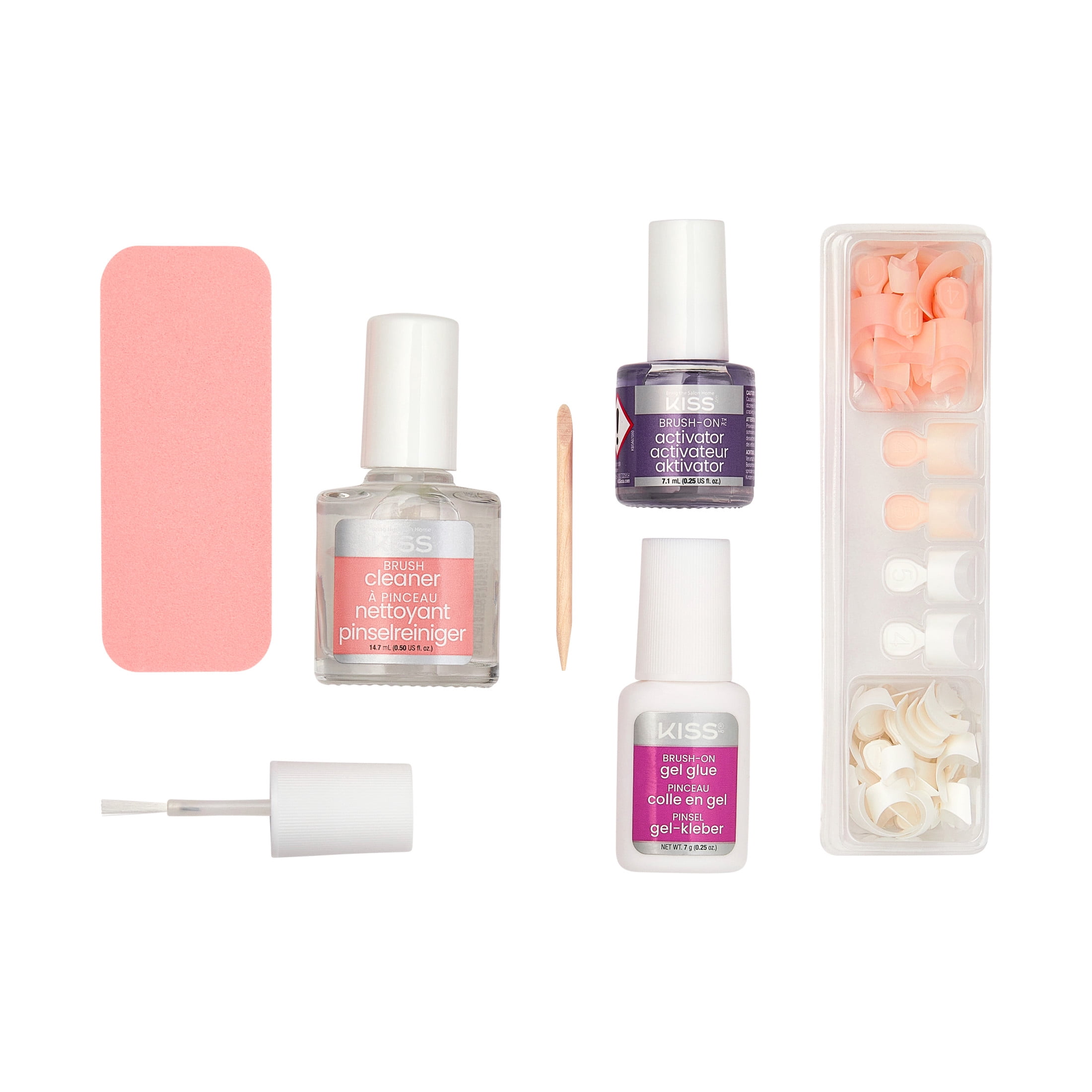 Kiss Professional Brush-On Gel Nail Kit, Short Square Press-On Nails, White, 48 Pieces