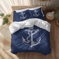 thumbnail image 2 of Anchor Duvet Cover Set Full Size Nautical Knot Navy Blue Soft Lightweight Comforter Covers 4 Piece Bedding Set with 1 Duvet Cover 1 Bed Sheet & 2 Pillow Shams, 2 of 8