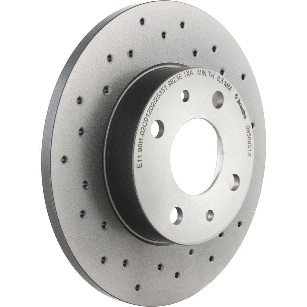 Brembo KTX0087 ceramic brake pad and XTRA solid drilled brake disc kit
