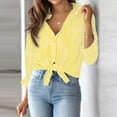 thumbnail image 2 of Jzuxvd Womens Button Down Shirts Gauze Cotton Dress Shirt Long Sleeve Oversized Solid Tunic Tops with Pockets Yellow XXL, 2 of 8