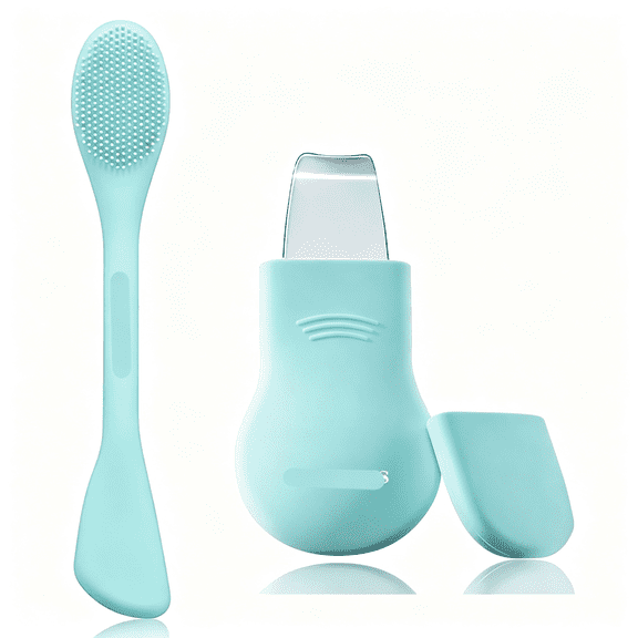ACDANC Blackhead Remover Tool,Black Head Remover for Face Nose-2 in 1 Pore Cleaning Brush Face Scrubber Skin Care Scraper Mask Applicator Spatula for Men Women Pore Cleansing (Blue)